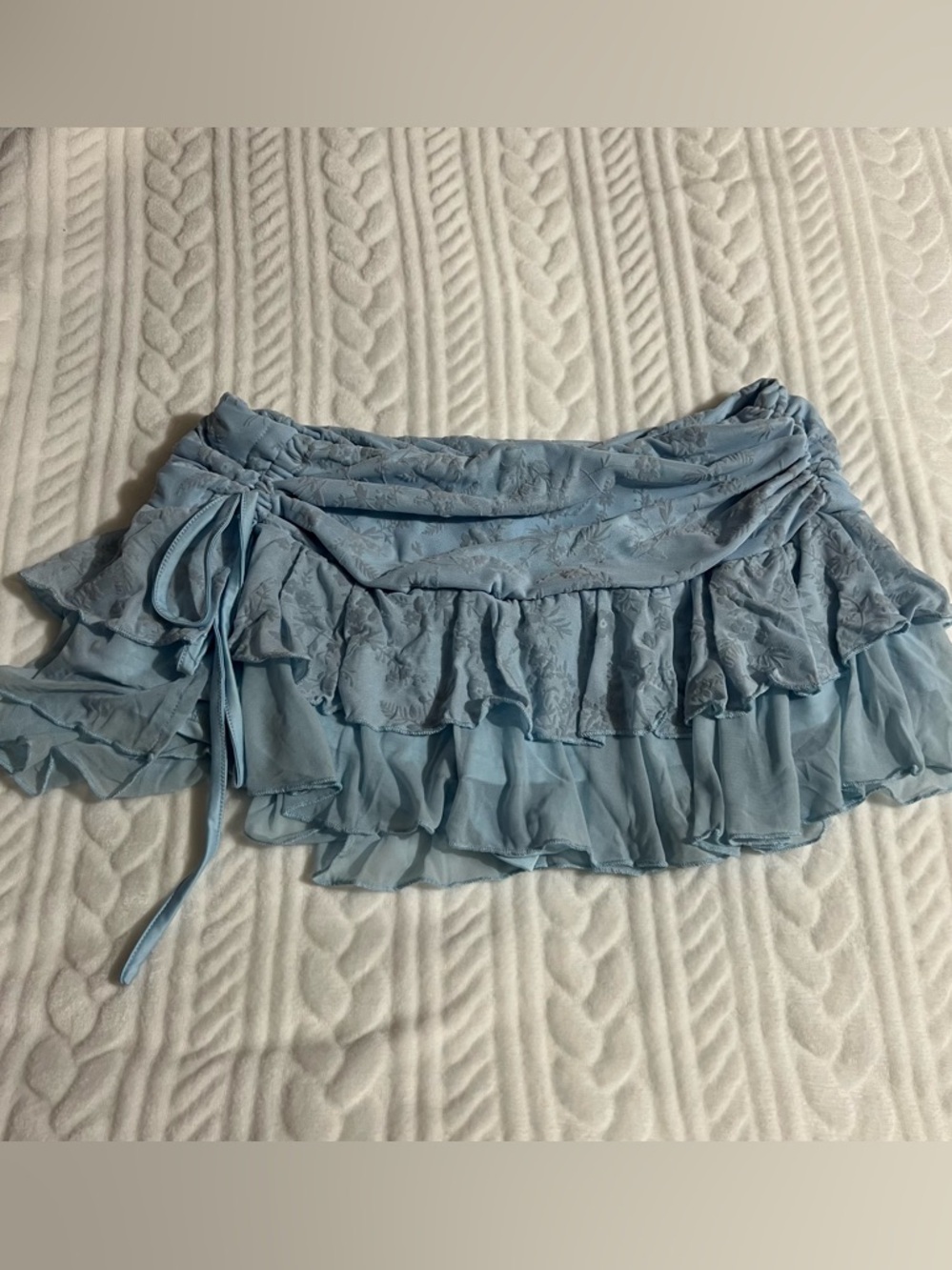 💗 SHEIN - Pale Blue Ruffled Mini Skirt w/ Build in Shorts‎